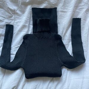 Vintage Y2K bebe Black Sparkly Ribbed Turtleneck Top